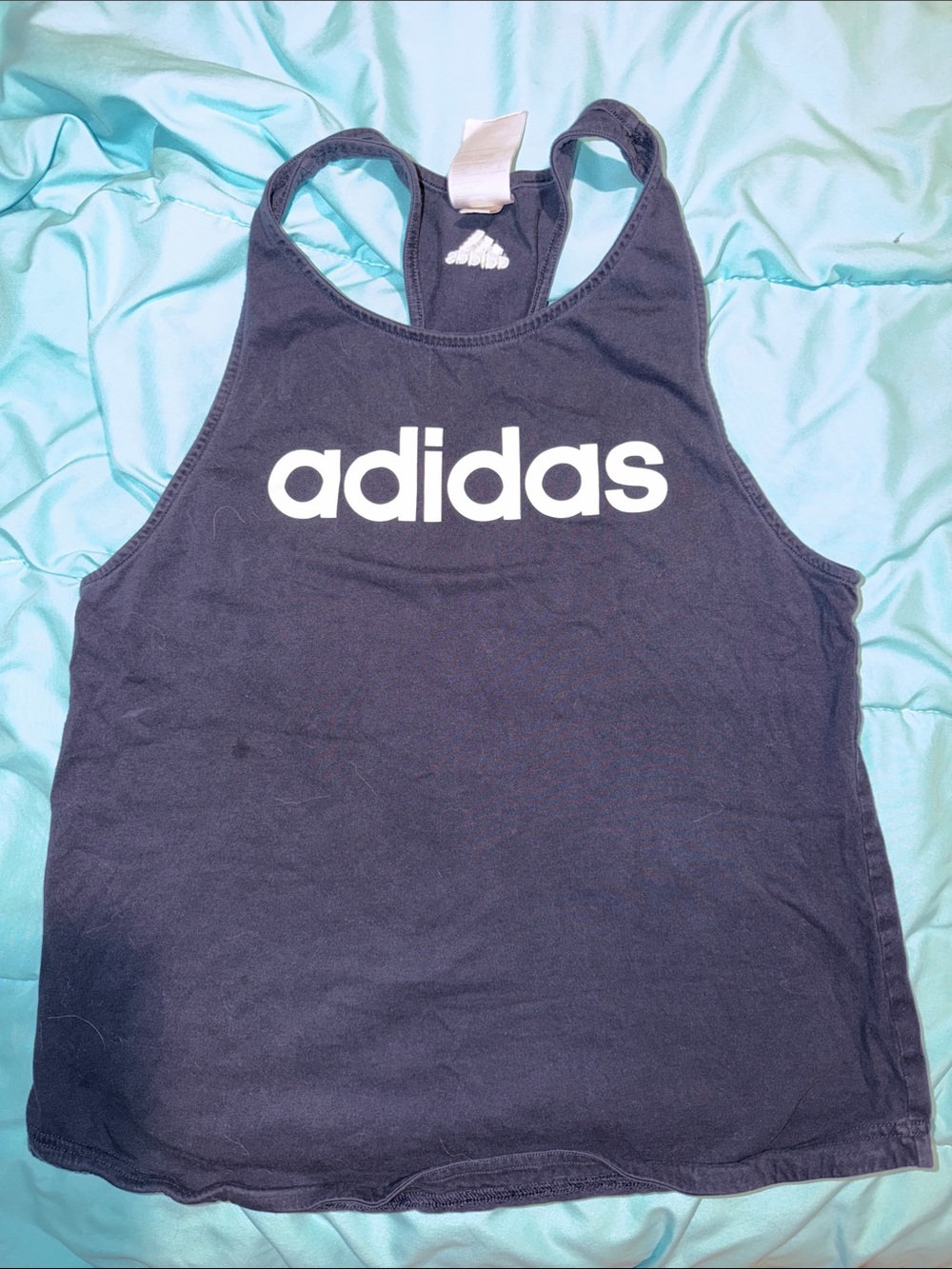 Adidas blue Tank with White Logo